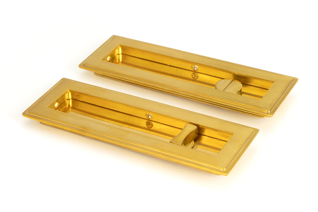 From The Anvil's Polished Brass Art Deco Rectangular Pull - Privacy Set