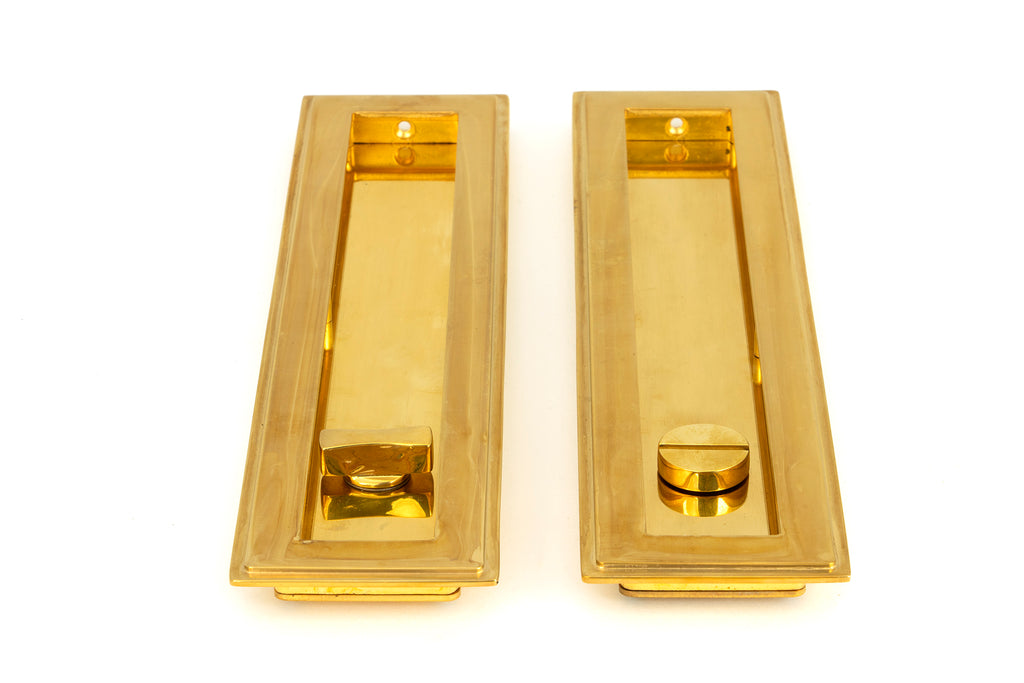 From The Anvil's Polished Brass Art Deco Rectangular Pull - Privacy Set