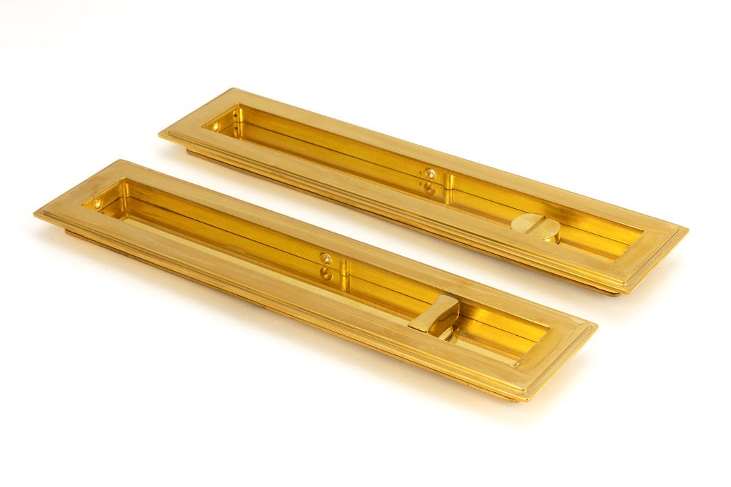 From The Anvil's Polished Brass Art Deco Rectangular Pull - Privacy Set