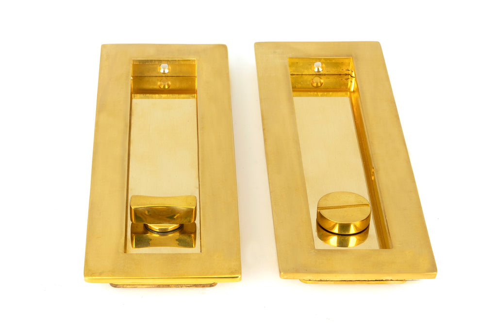 From The Anvil's Polished Brass Plain Rectangular Pull - Privacy Set