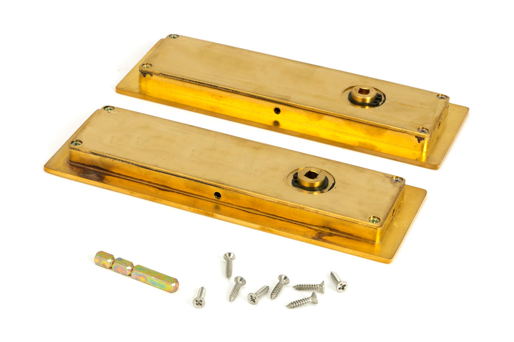 From The Anvil's Polished Brass Plain Rectangular Pull - Privacy Set