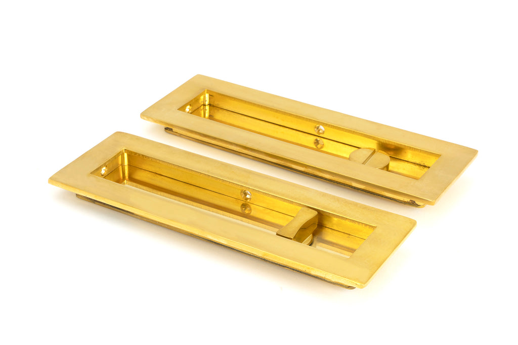 From The Anvil's Polished Brass Plain Rectangular Pull - Privacy Set