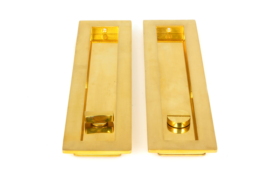 From The Anvil's Polished Brass Plain Rectangular Pull - Privacy Set