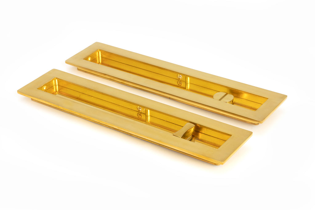 From The Anvil's Polished Brass Plain Rectangular Pull - Privacy Set