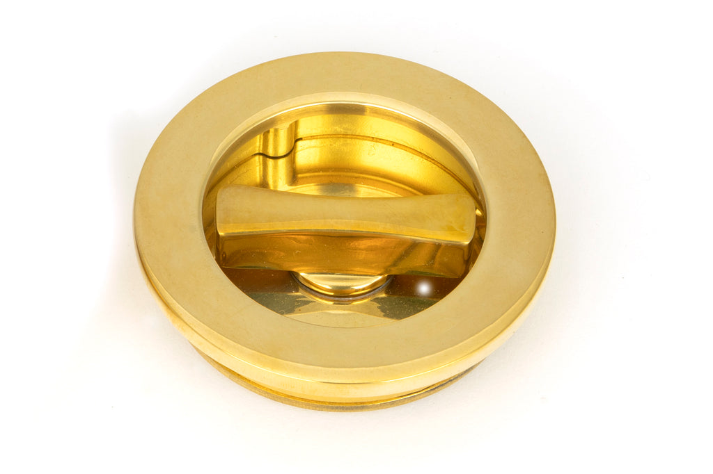 From The Anvil's Polished Brass Plain Round Pull - Privacy Set