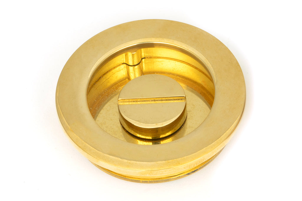 From The Anvil's Polished Brass Plain Round Pull - Privacy Set