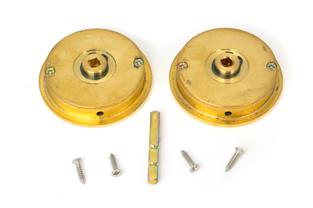 From The Anvil's Polished Brass Plain Round Pull - Privacy Set