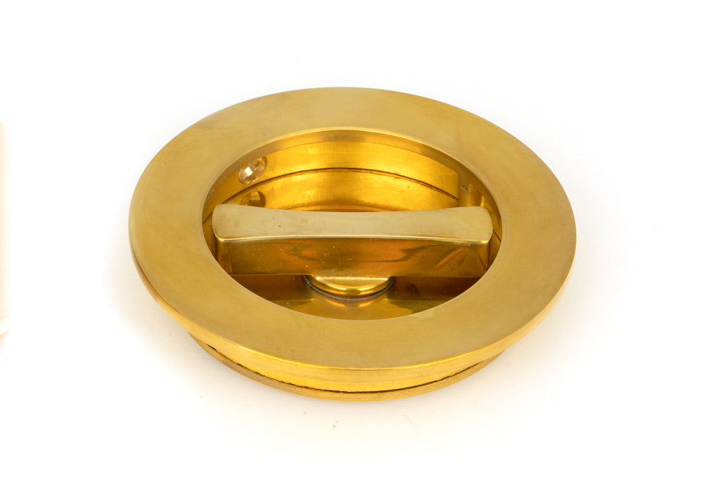 From The Anvil's Polished Brass Plain Round Pull - Privacy Set