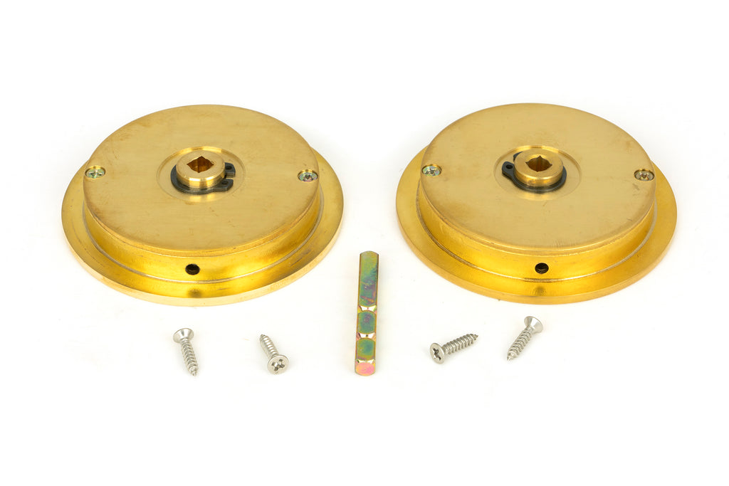 From The Anvil's Polished Brass Plain Round Pull - Privacy Set