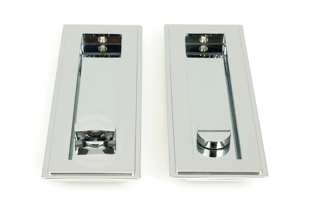 From The Anvil's Polished Chrome Art Deco Rectangular Pull - Privacy Set