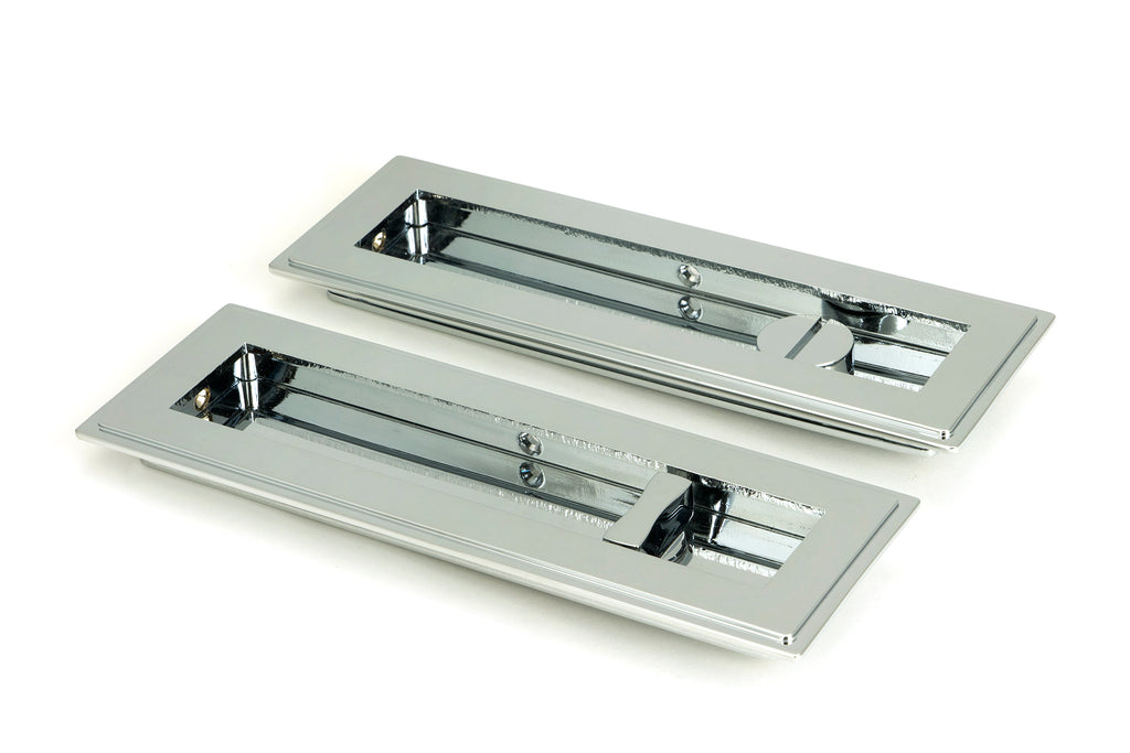 From The Anvil's Polished Chrome Art Deco Rectangular Pull - Privacy Set