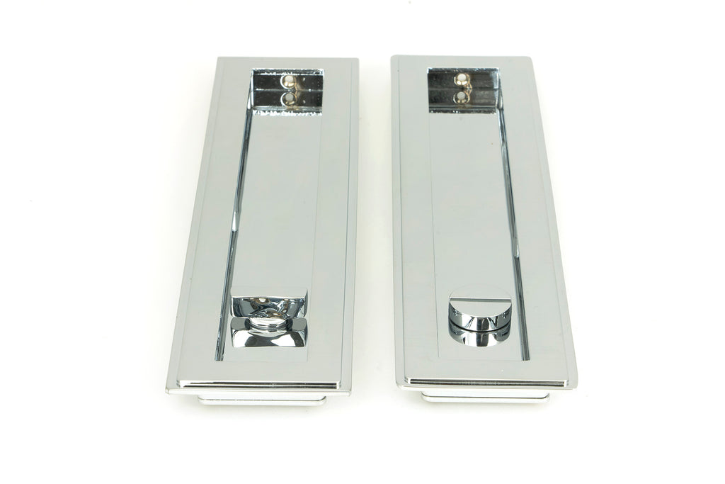 From The Anvil's Polished Chrome Art Deco Rectangular Pull - Privacy Set