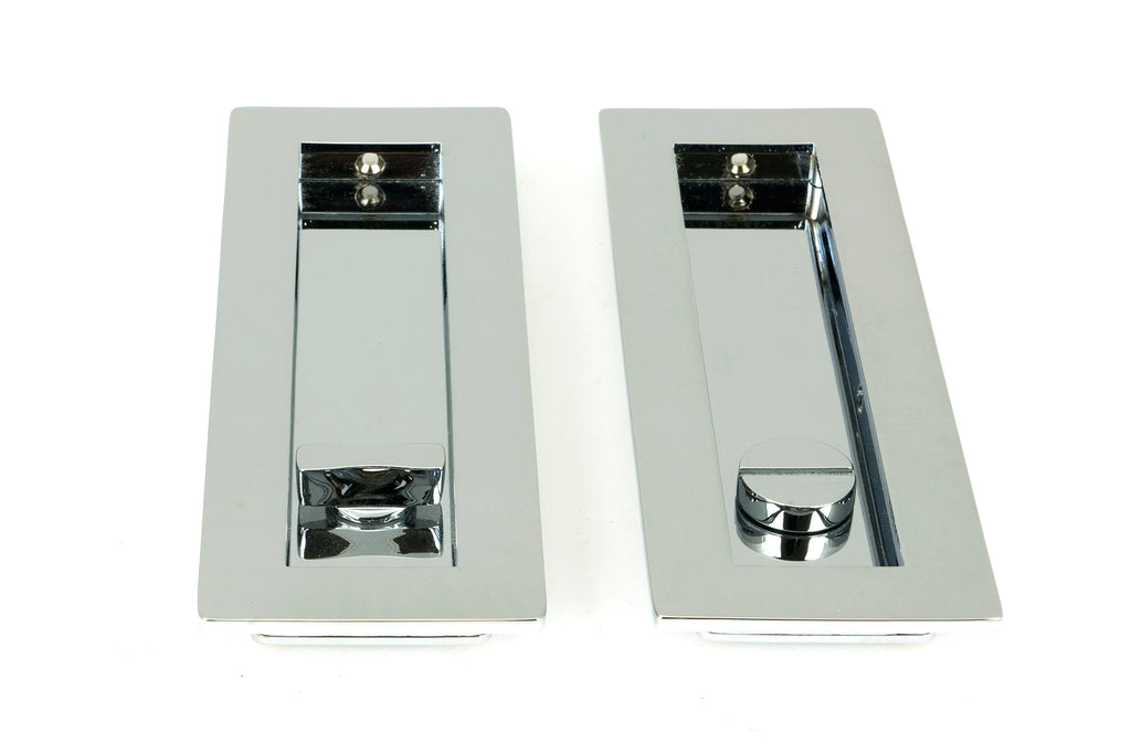 From The Anvil's Polished Chrome Plain Rectangular Pull - Privacy Set