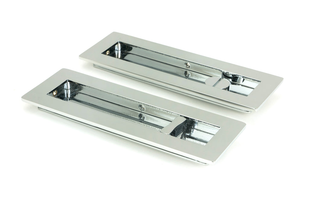 From The Anvil's Polished Chrome Plain Rectangular Pull - Privacy Set