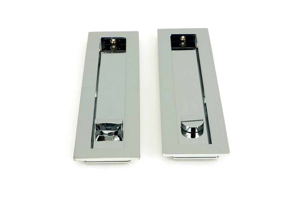 From The Anvil's Polished Chrome Plain Rectangular Pull - Privacy Set