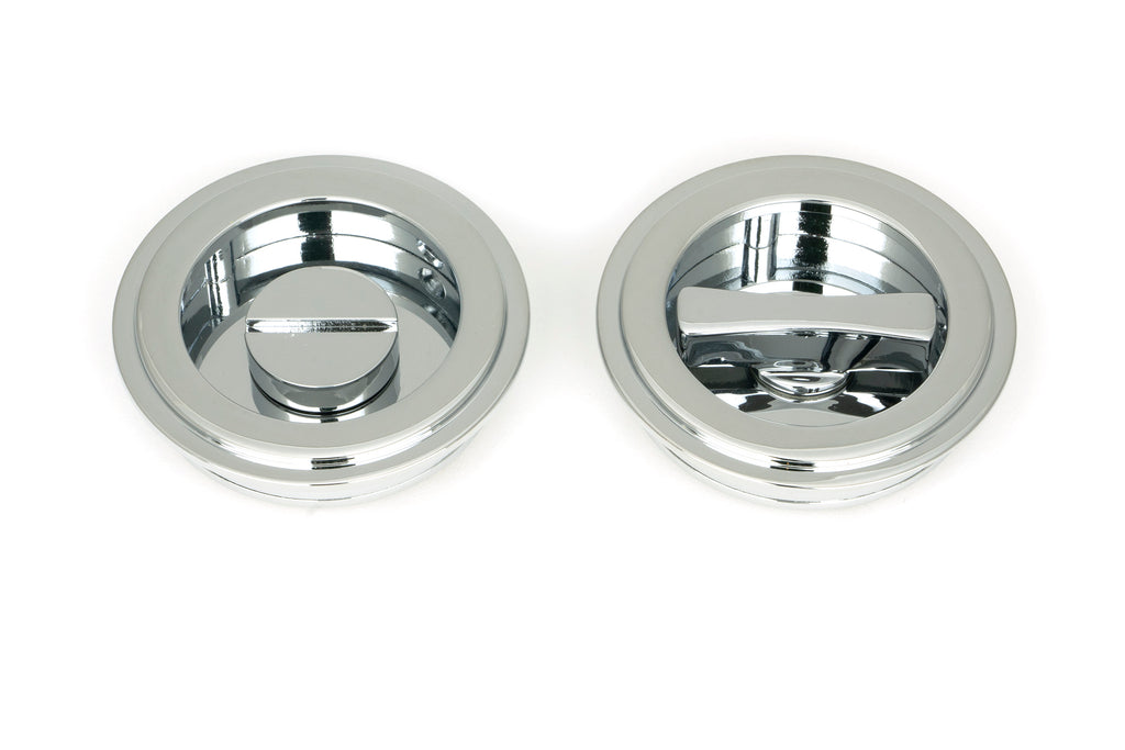 From The Anvil's Polished Chrome Art Deco Round Pull - Privacy Set