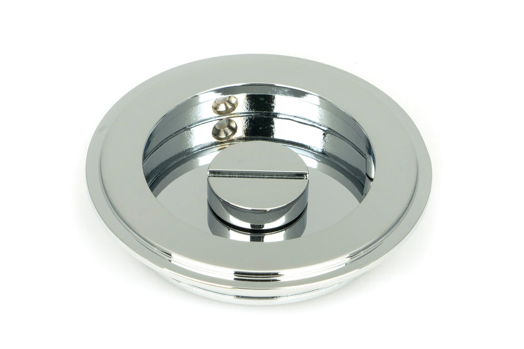 From The Anvil's Polished Chrome Art Deco Round Pull - Privacy Set