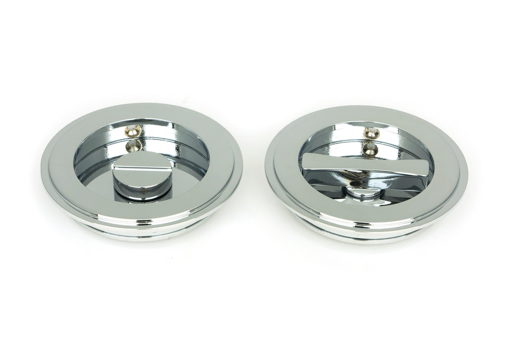 From The Anvil's Polished Chrome Art Deco Round Pull - Privacy Set