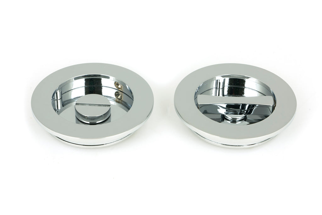 From The Anvil's Polished Chrome Plain Round Pull - Privacy Set