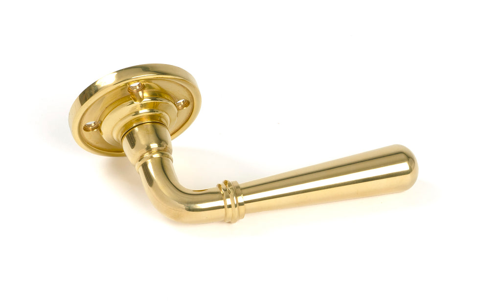 From The Anvil's Polished Brass Newbury Lever on Rose Set