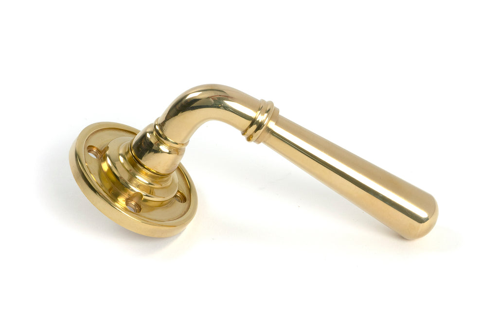 From The Anvil's Polished Brass Newbury Lever on Rose Set