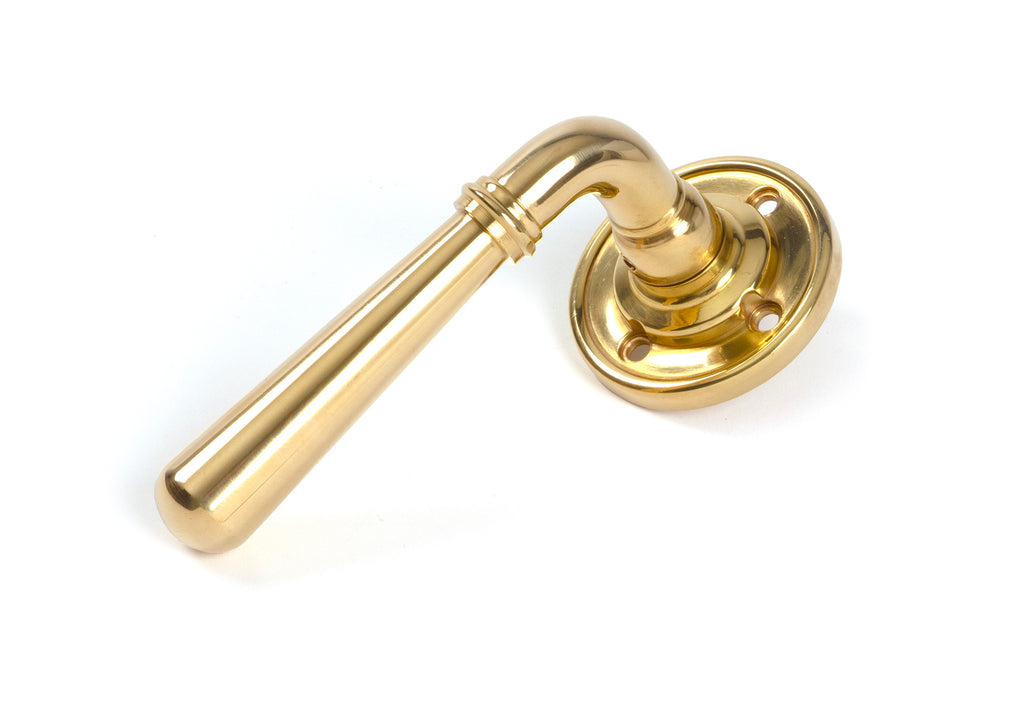 From The Anvil's Polished Brass Newbury Lever on Rose Set