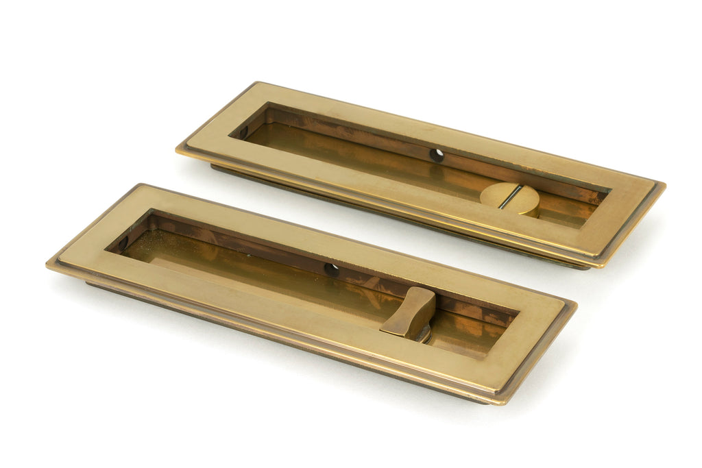 From The Anvil's Aged Brass Art Deco Rectangular Pull - Privacy Set