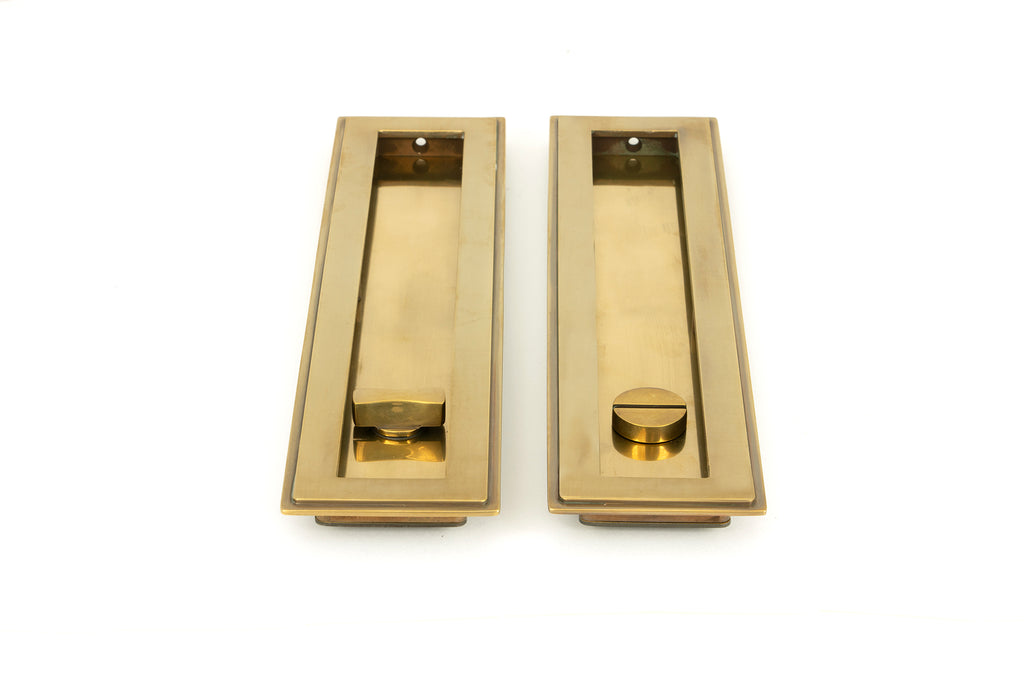 From The Anvil's Aged Brass Art Deco Rectangular Pull - Privacy Set