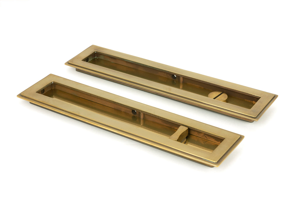 From The Anvil's Aged Brass Art Deco Rectangular Pull - Privacy Set