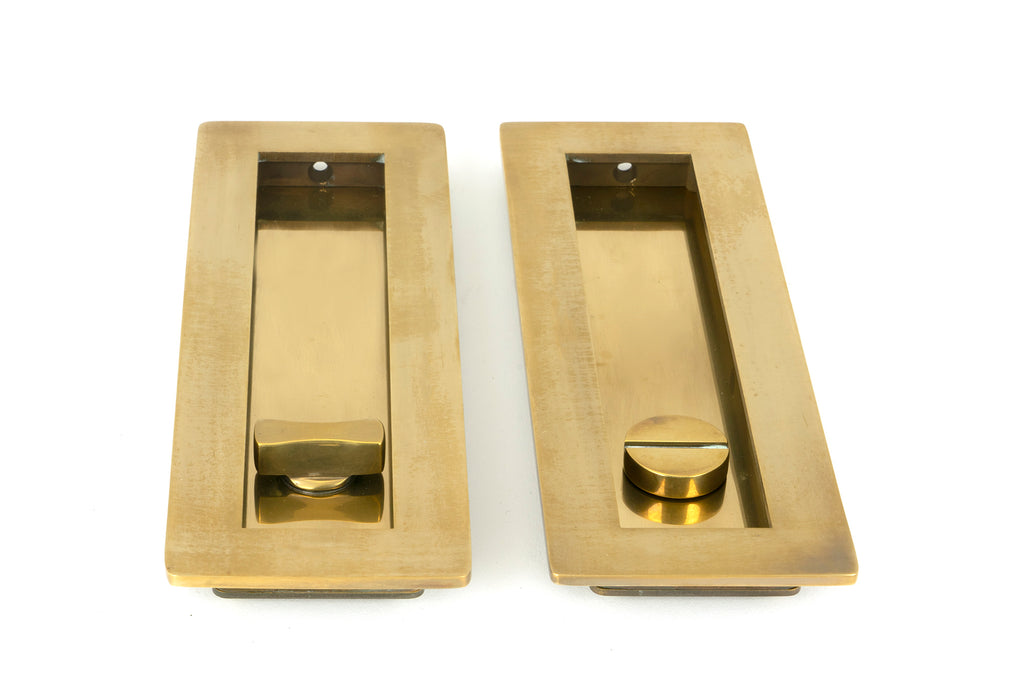 From The Anvil's Aged Brass Plain Rectangular Pull - Privacy Set