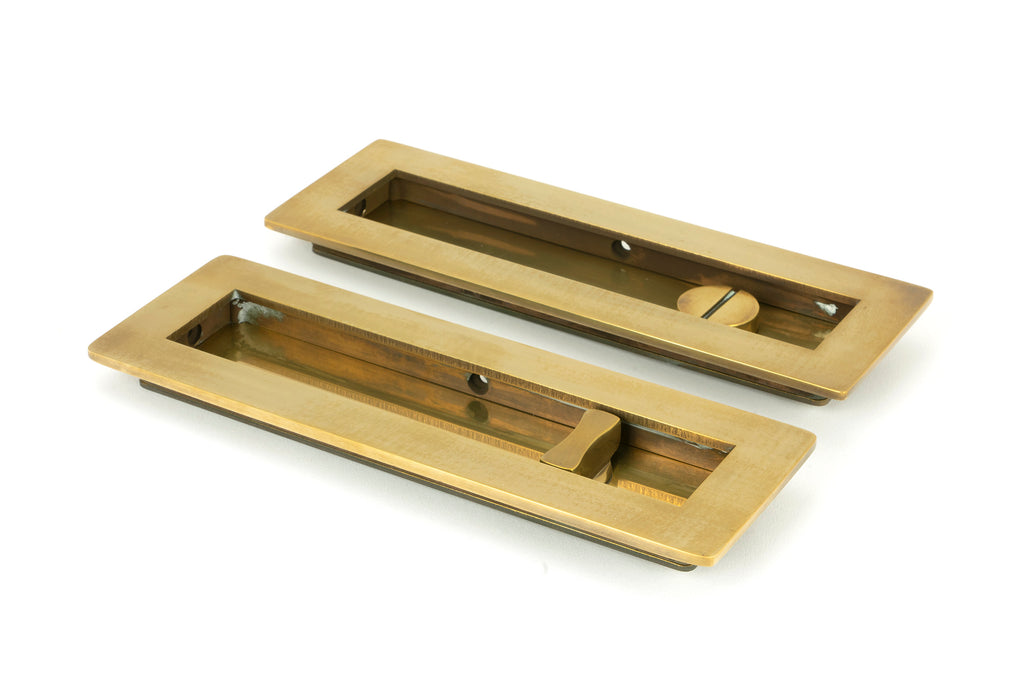 From The Anvil's Aged Brass Plain Rectangular Pull - Privacy Set