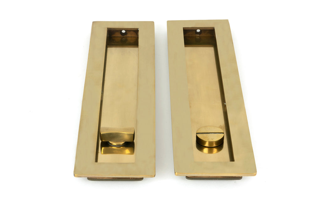 From The Anvil's Aged Brass Plain Rectangular Pull - Privacy Set