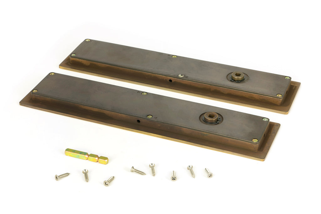 From The Anvil's Aged Brass Plain Rectangular Pull - Privacy Set