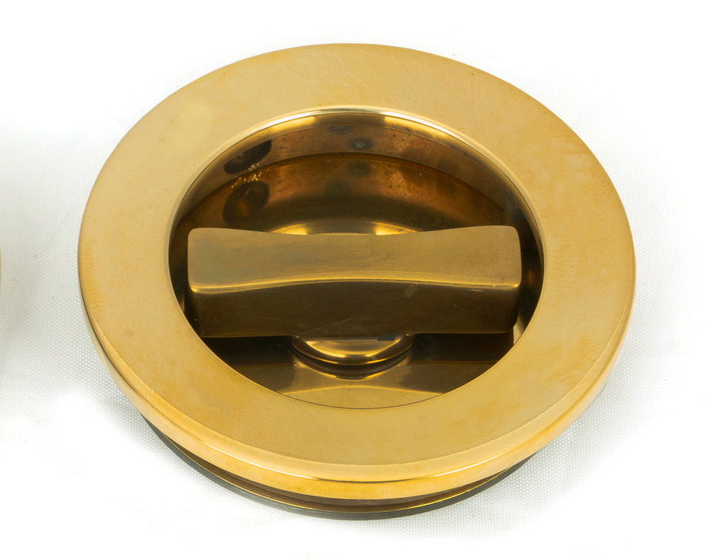 From The Anvil's Aged Brass Plain Round Pull - Privacy Set