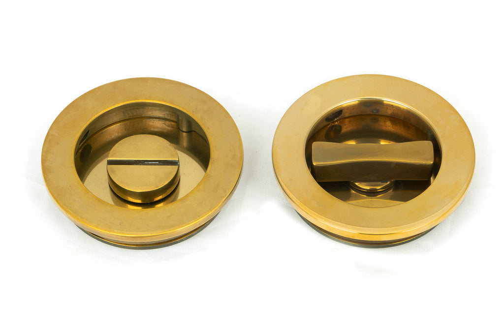 From The Anvil's Aged Brass Plain Round Pull - Privacy Set