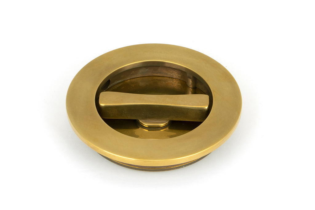 From The Anvil's Aged Brass Plain Round Pull - Privacy Set