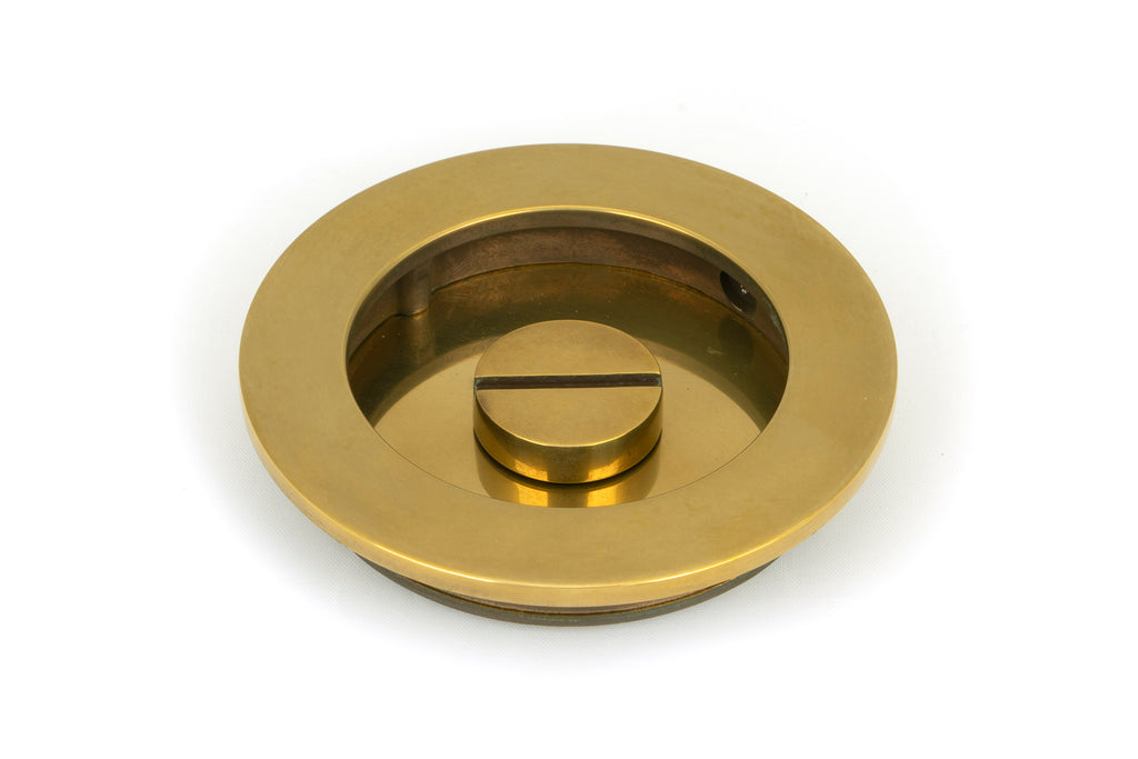 From The Anvil's Aged Brass Plain Round Pull - Privacy Set