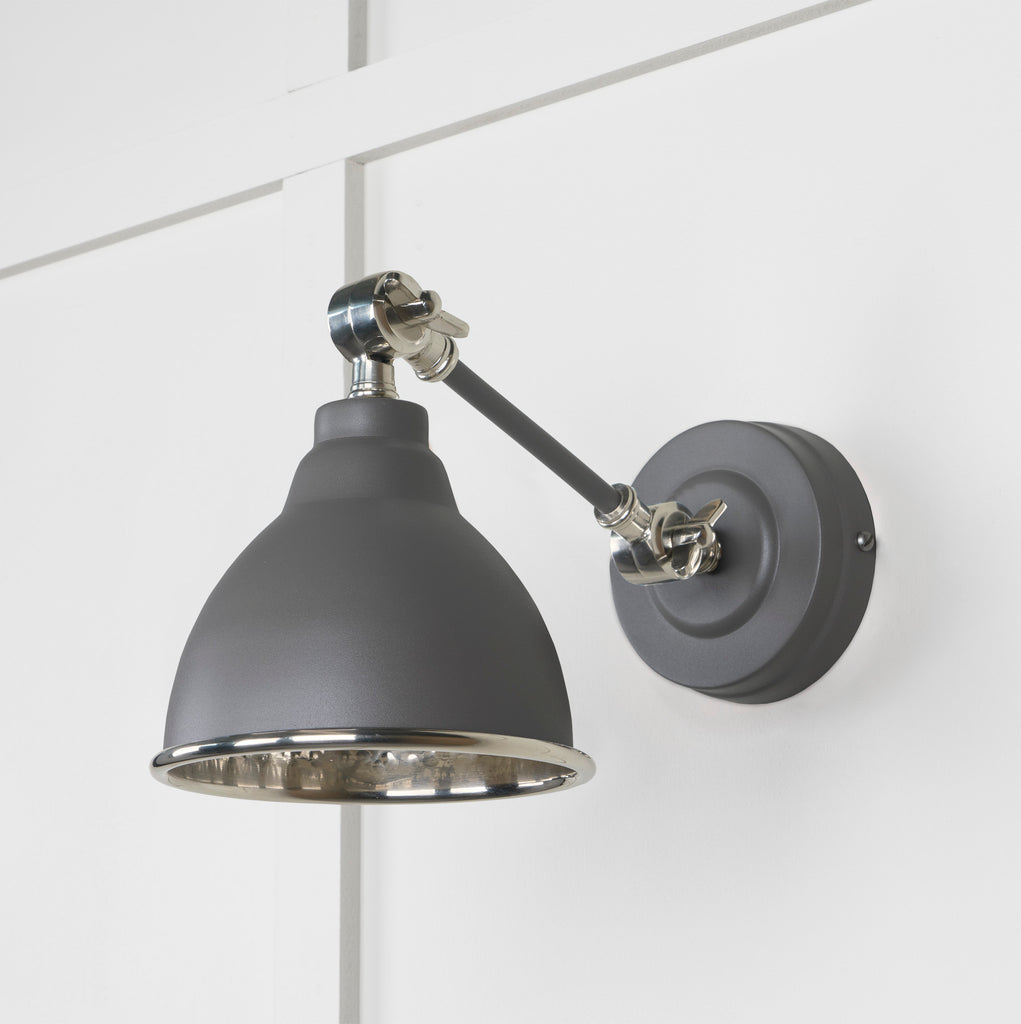 From The Anvil's Hammered Nickel Hammered Nickel Brindley Wall Light