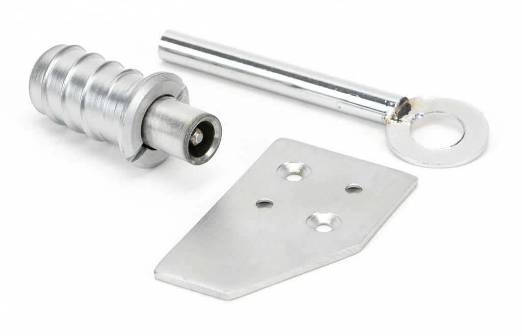 From The Anvil's Satin Chrome Key-Flush Sash Stop