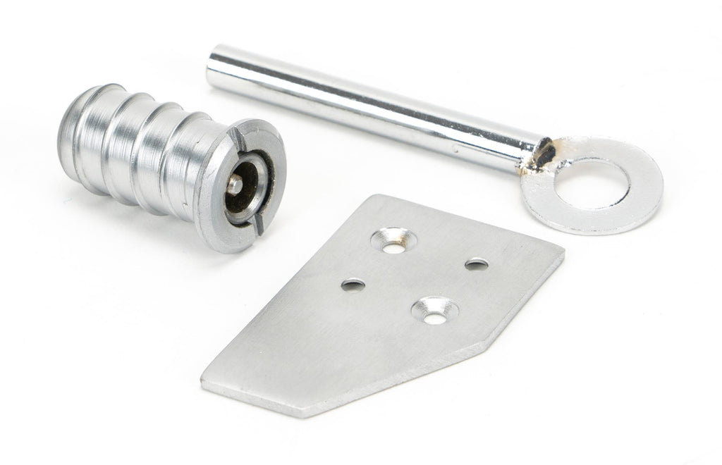 From The Anvil's Satin Chrome Key-Flush Sash Stop