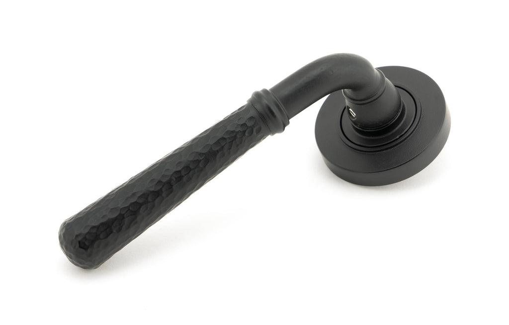 From The Anvil's Matt Black Hammered Newbury Lever on Rose Set (Unsprung)