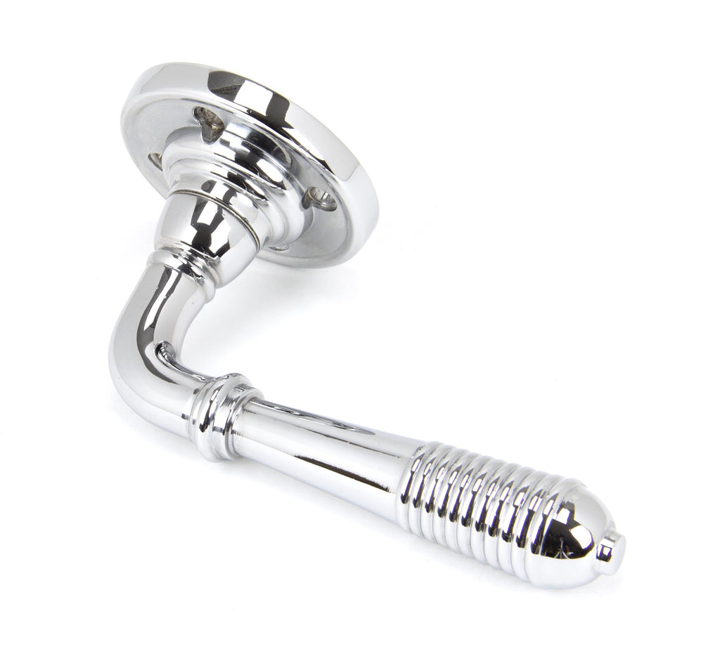 From The Anvil's Polished Chrome Reeded Lever on Rose Set