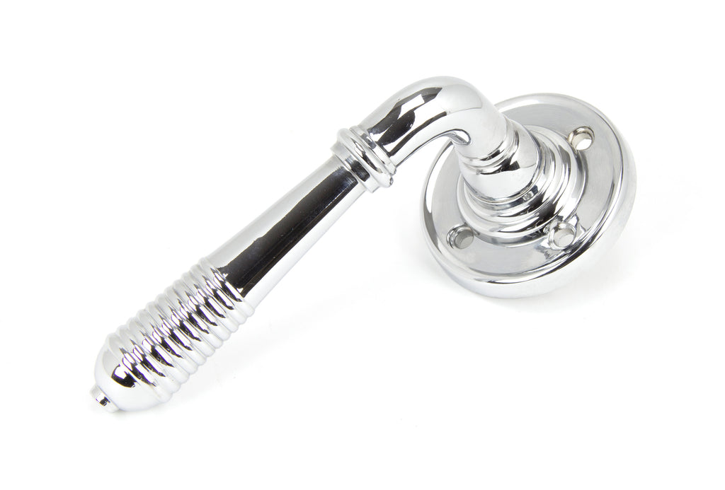 From The Anvil's Polished Chrome Reeded Lever on Rose Set