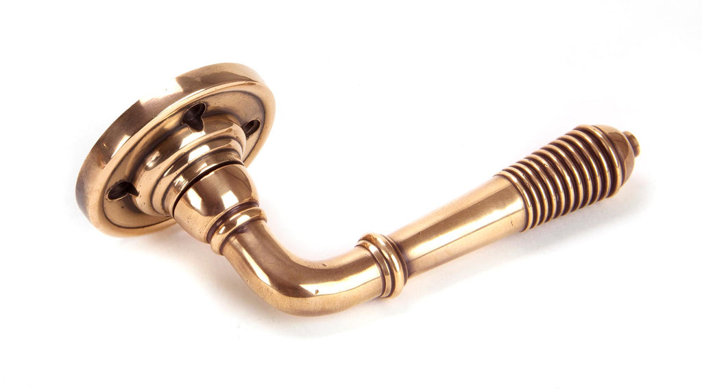 From The Anvil's Polished Bronze Reeded Lever on Rose Set