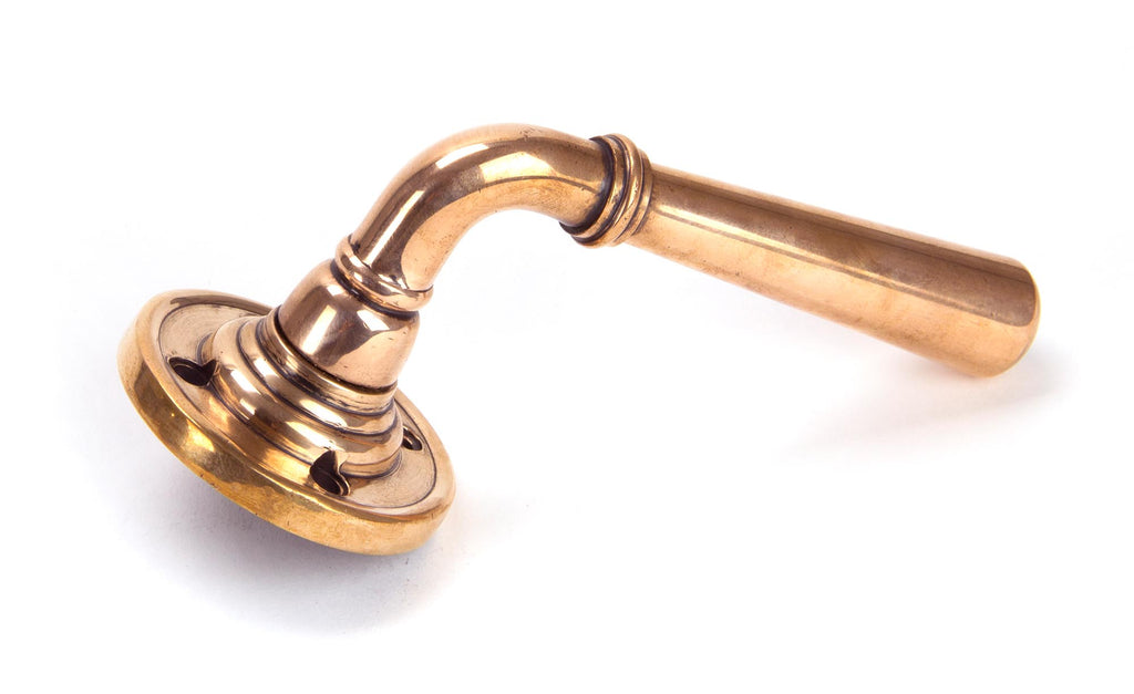 From The Anvil's Polished Bronze Newbury Lever on Rose Set