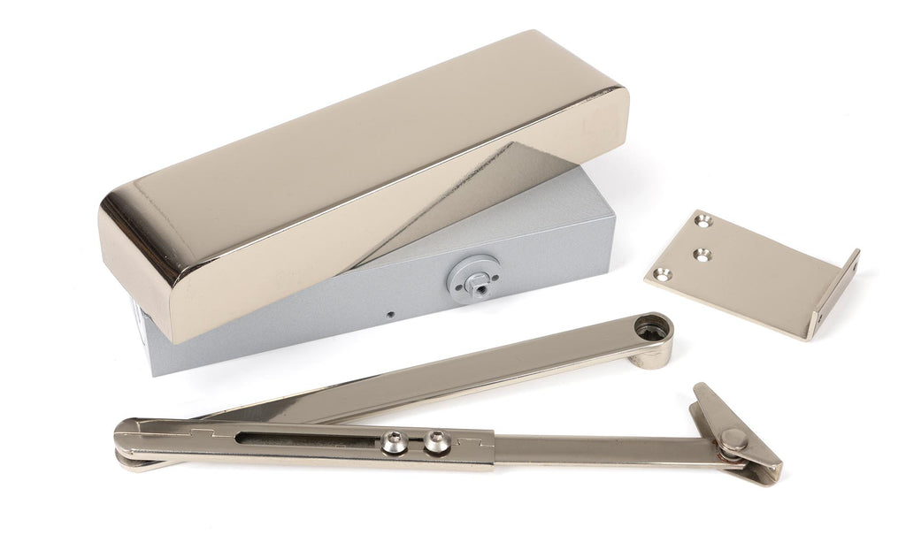 From The Anvil's Polished Nickel Size 2-5 Door Closer