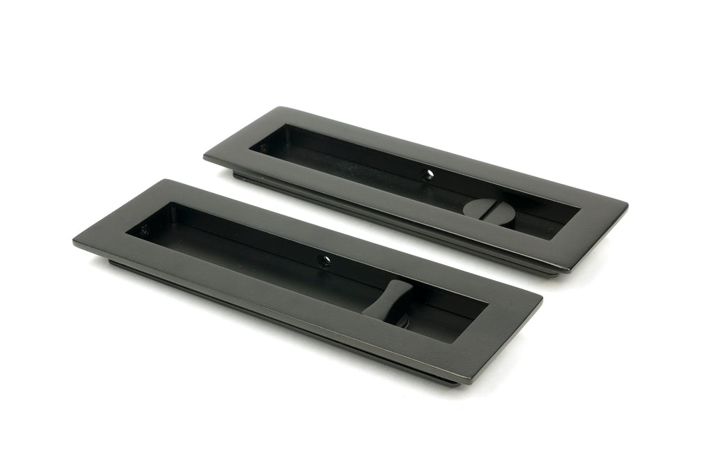 From The Anvil's Aged Bronze Plain Rectangular Pull - Privacy Set