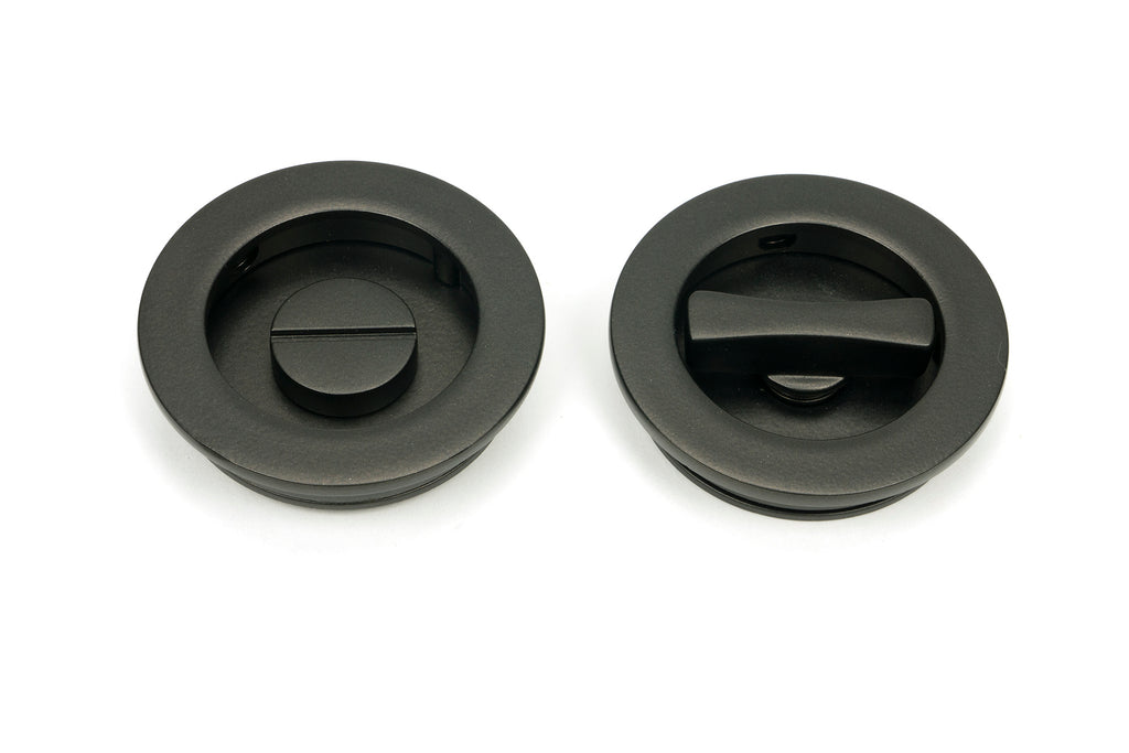 From The Anvil's Aged Bronze Plain Round Pull - Privacy Set