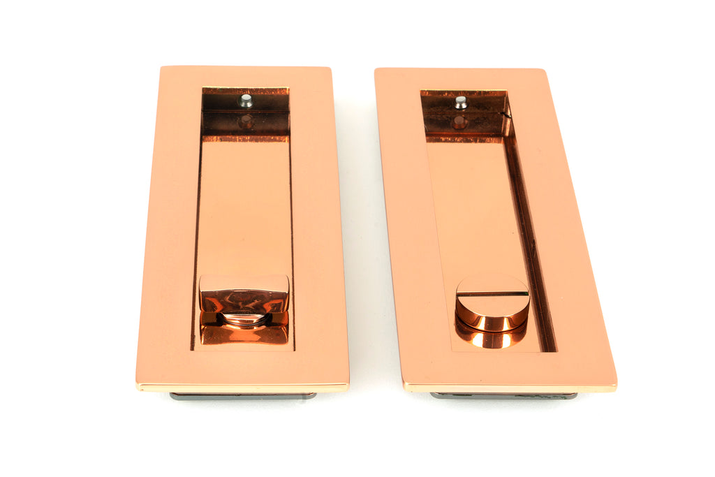 From The Anvil's Polished Bronze Plain Rectangular Pull - Privacy Set