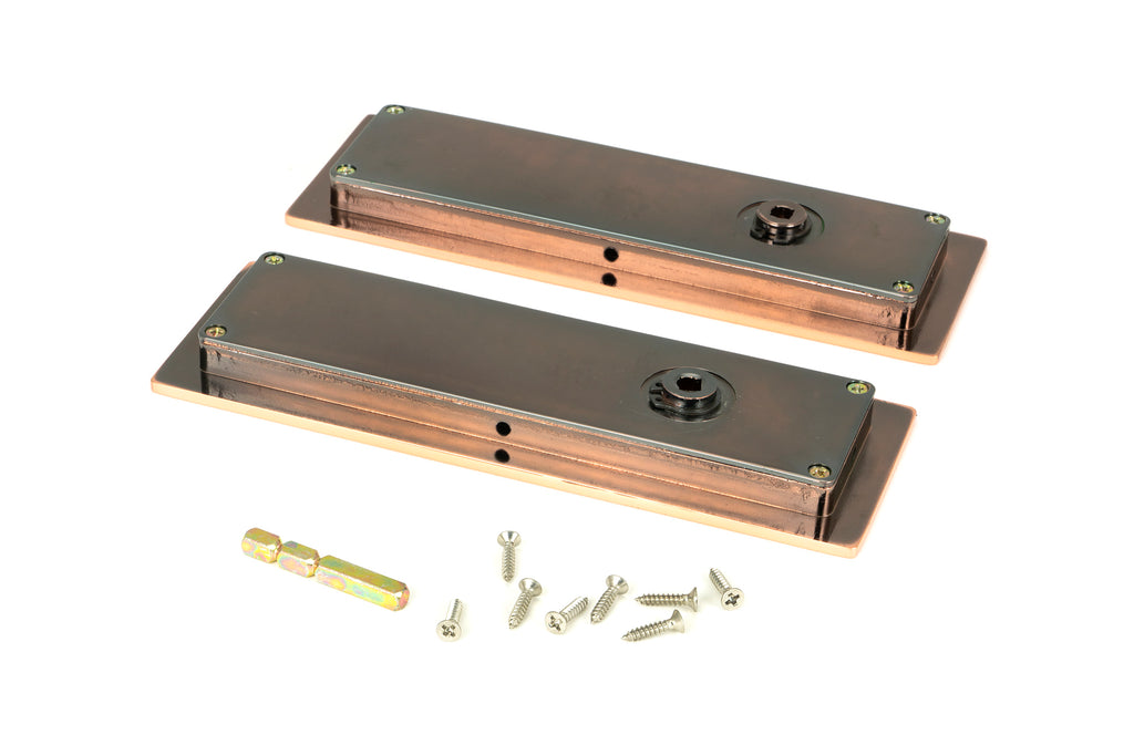 From The Anvil's Polished Bronze Plain Rectangular Pull - Privacy Set